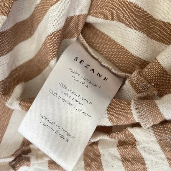Sezane Meredith Striped Ruffle Camel Cream Bow Tank Blouse Size 40 FR / 8 US - Picture 6 of 8